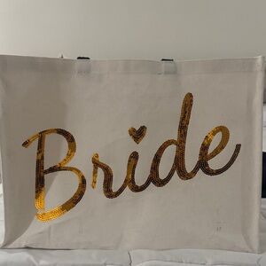 Gold Sequin Bride Tote Bag